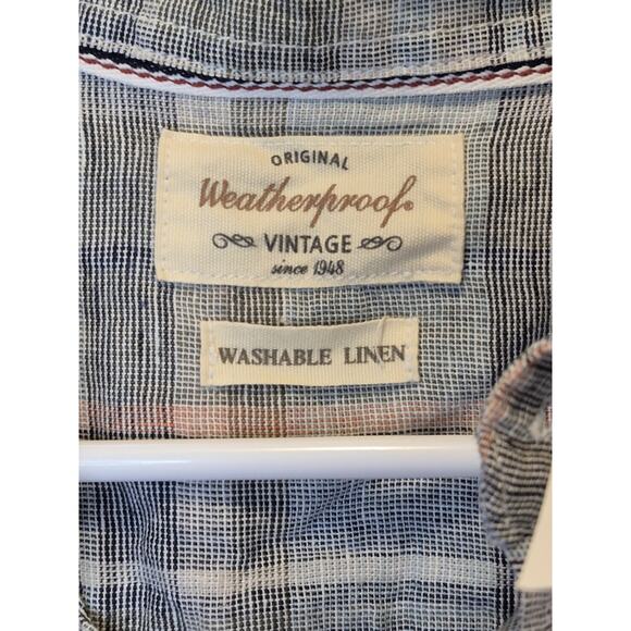 Weatherproof Vintage Washable Linen Plaid Shirt Button Down Men's Medium NWT - Picture 7 of 9